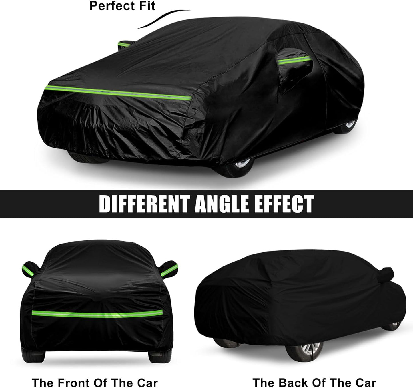 Waterproof Car Cover Compatible with Toyota Corolla Sedan Accessories 2004-2025, Black 210T Inside Cotton Cover with Door Zippers for Snow Rain Dust Outdoor Protection