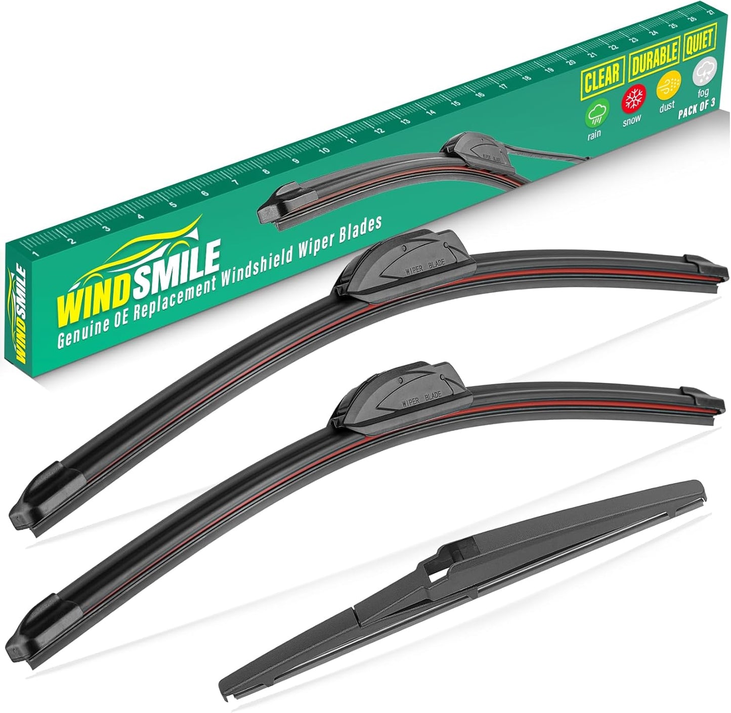 22" 21" 12" Windshield Wiper Blades Replacement for Jeep Grand Cherokee 2011 2012 2013 Premium All Weather Front Rear Wipers Set - OEM Quality (Pack of 3)
