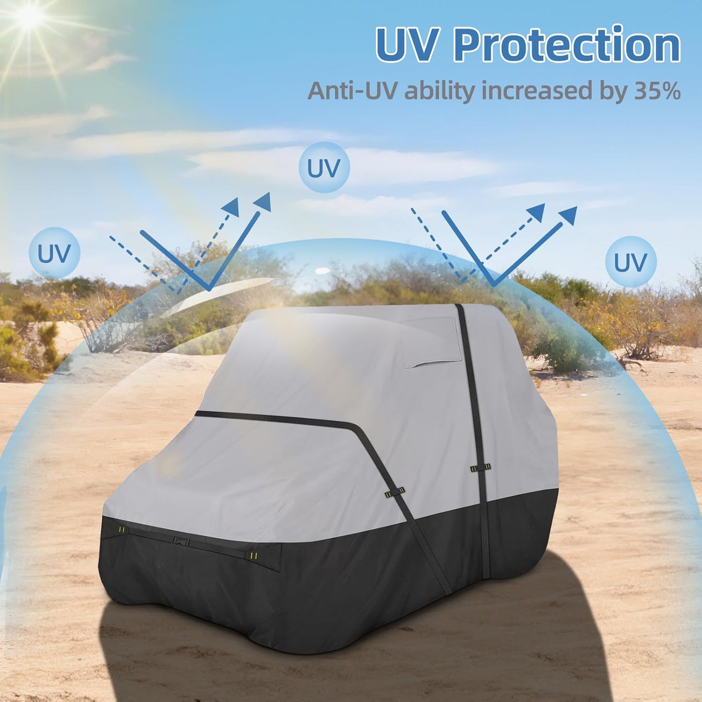 UTV Cover, Waterproof Side by Side Cover,2-3 Seaters Outdoor Storage Cover with Windproof Straps Compatible with Polaris, RZR, Honda, Can-Am, Yamaha 134" x70" x 75"