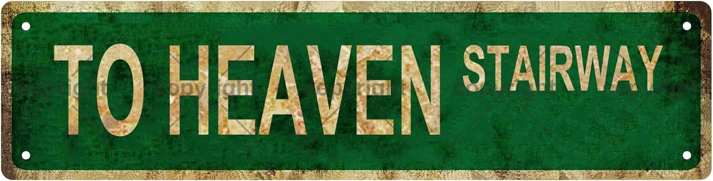 TO HEAVEN STAIRWAY Vintage Metal Tin Sign, Street Sign, Home Decor, Room Decor, Wall Decor, Bathroom Decor, Bar Decor, Cafe Decor, Garage Decor, 16 x 4 Inch