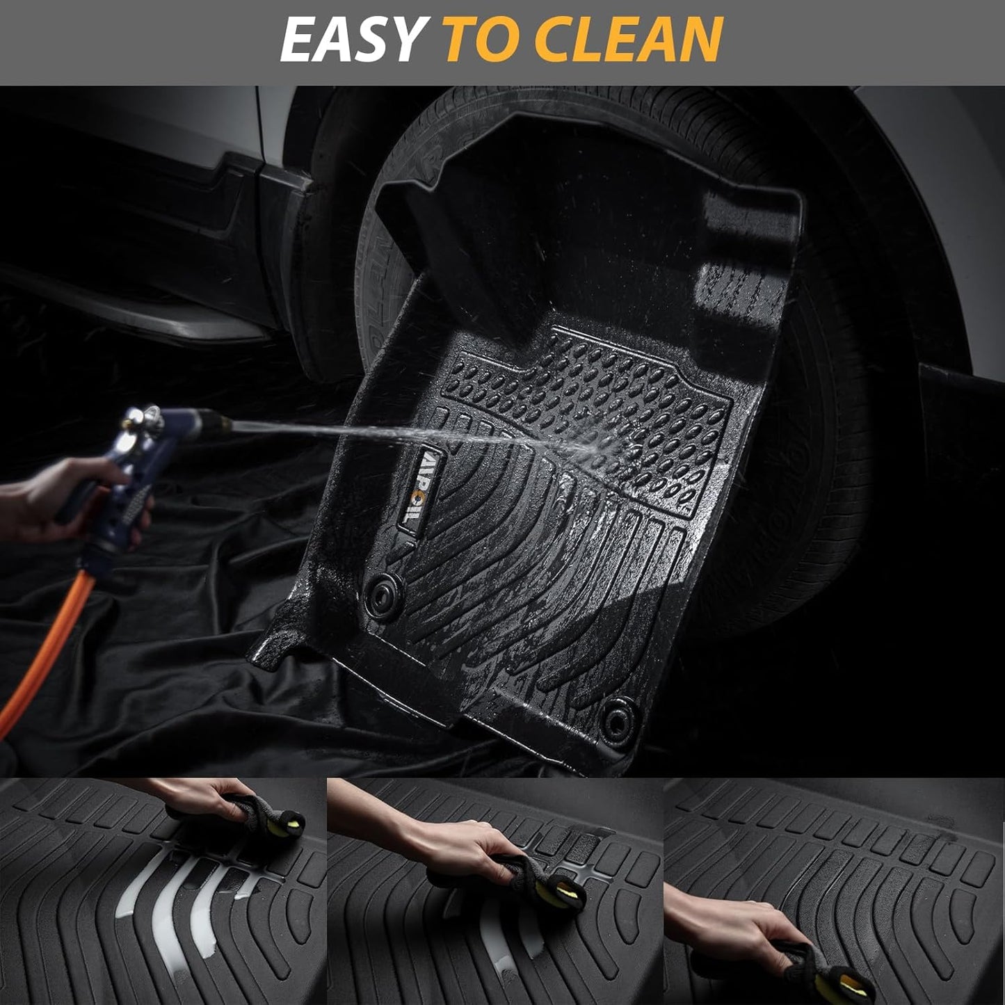 AIPOIL® Floor Mats for 2022-2024 2025 Nissan Frontier Crewcab All Weather Protection TPE Anti-Slip Automotive Full Set Custom Car Mats Accessories - Black