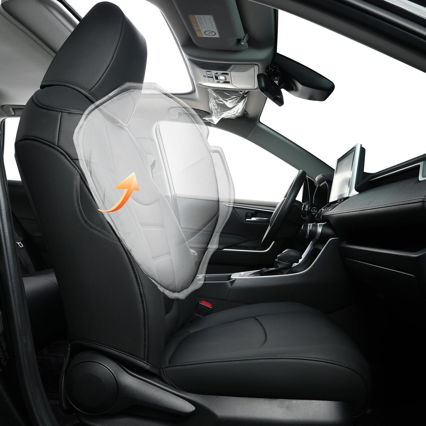 RISINGSTAR Rav4 Hybrid Seat Covers, fit 2019-2025 Toyota Rav4 Hybrid LE,XLE,Woodland Edition,XLE Premium,Limited, Not for XSE/SE/Plug-in(Black)