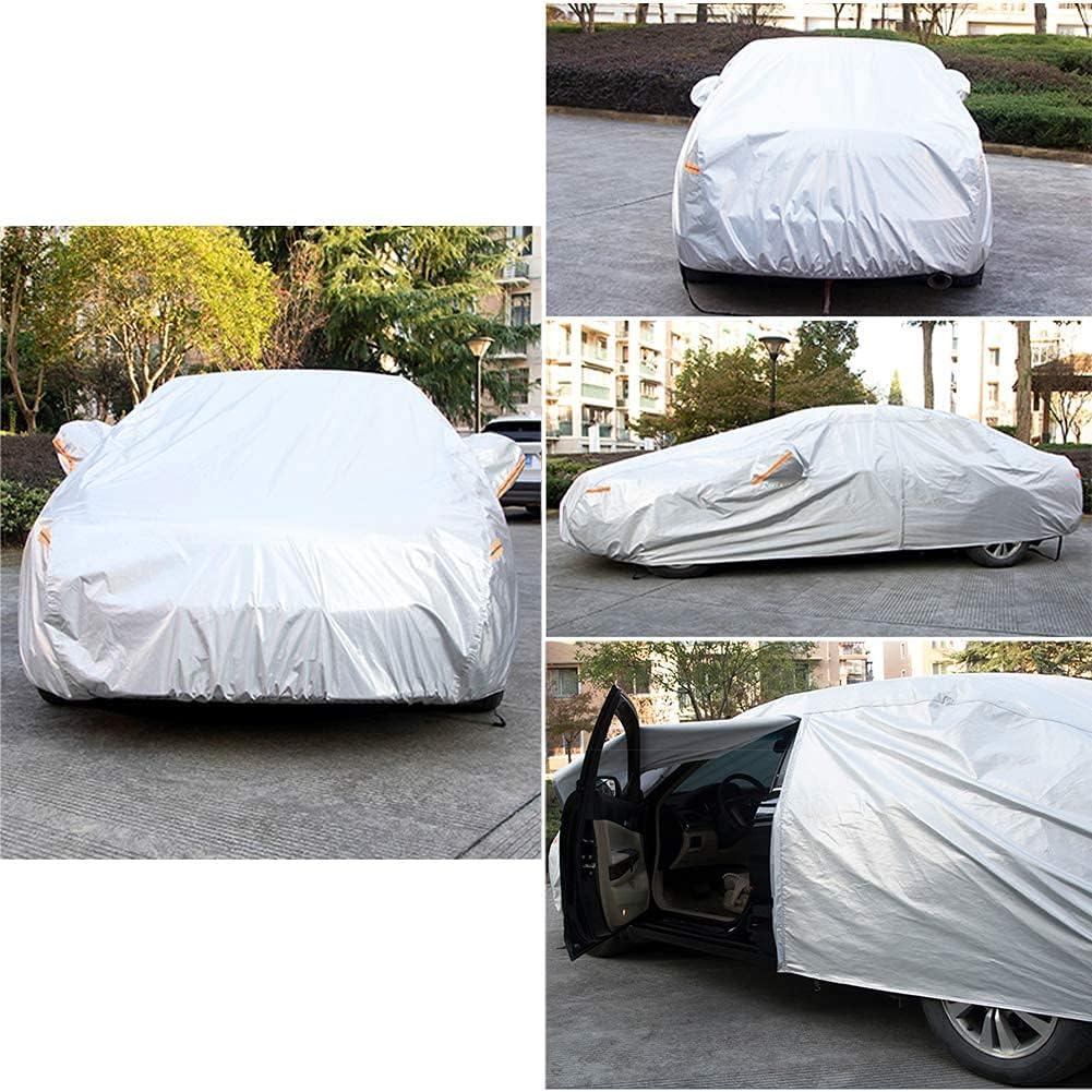 Kayme 6 Layers Car Cover Custom Fit for Toyota Camry Sedan/Solara (1996-2025) Waterproof All Weather for Automobiles, Outdoor Full Cover Rain Sun UV Protection with Zipper Cotton/Silver