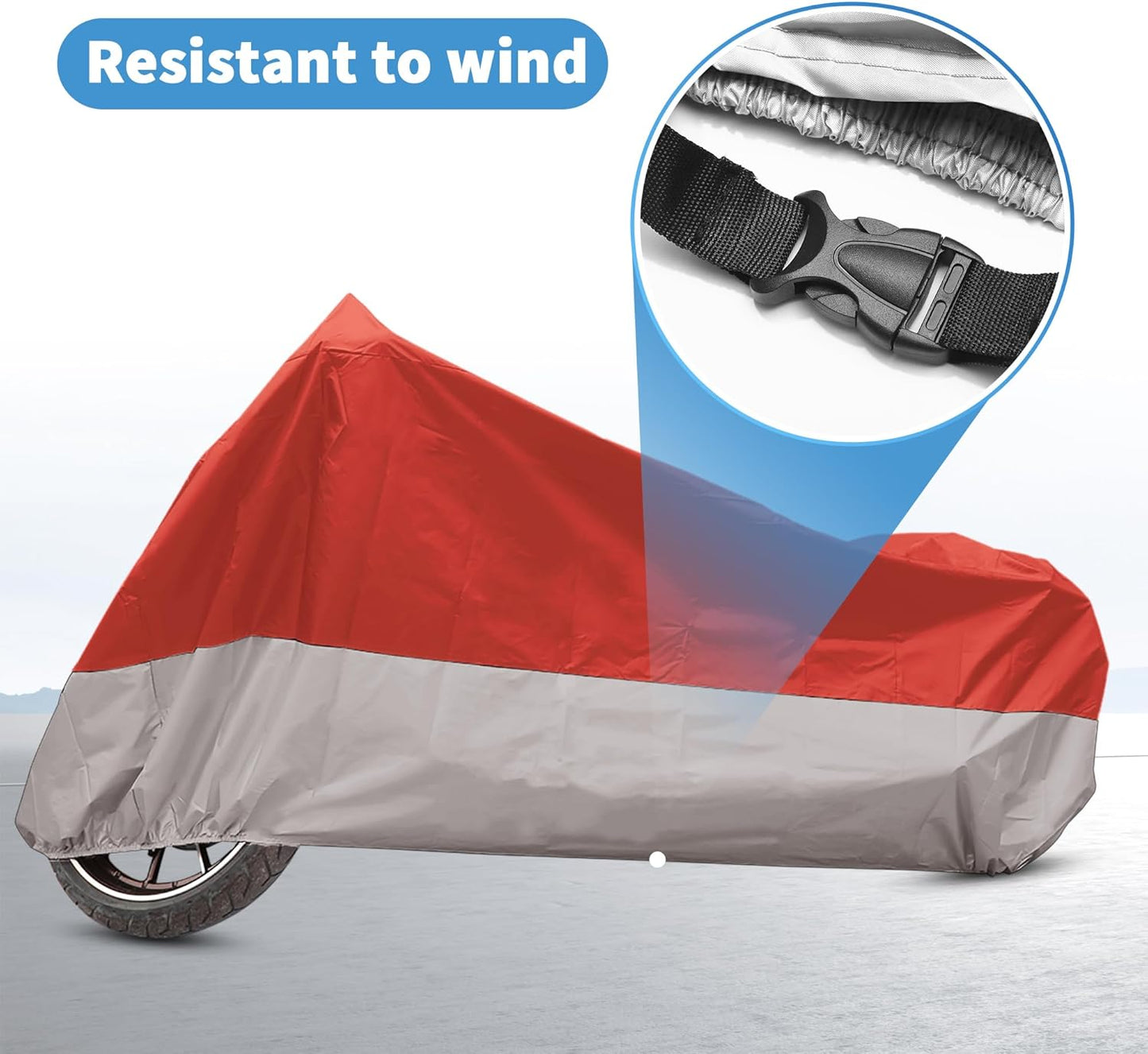 X AUTOHAUX Motorcycle Cover for Harley Davidson for Honda for Suzuki All Season Weather Waterproof Sun Motorbike Cover Fits Up to 78.74'' Motorcycles Vehicle Cover M Red Silver Tone