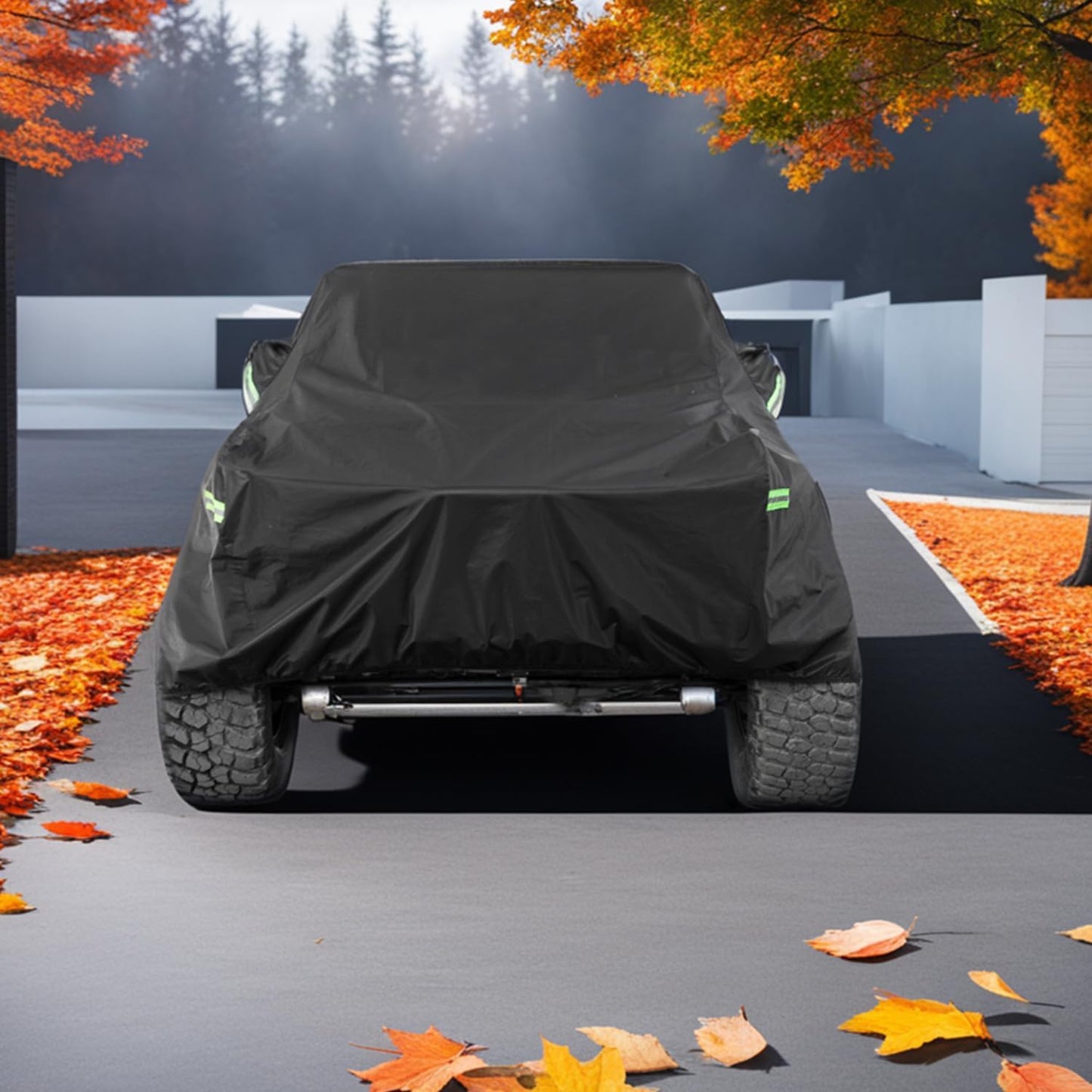 Waterproof Cover for Jeep Wrangler JK JL CJ YJ TJ 2 Door 1987-2023 Outdoor Sun Rain Wind Snow Protection Dustproof Covers with Driver Door Zipper Black