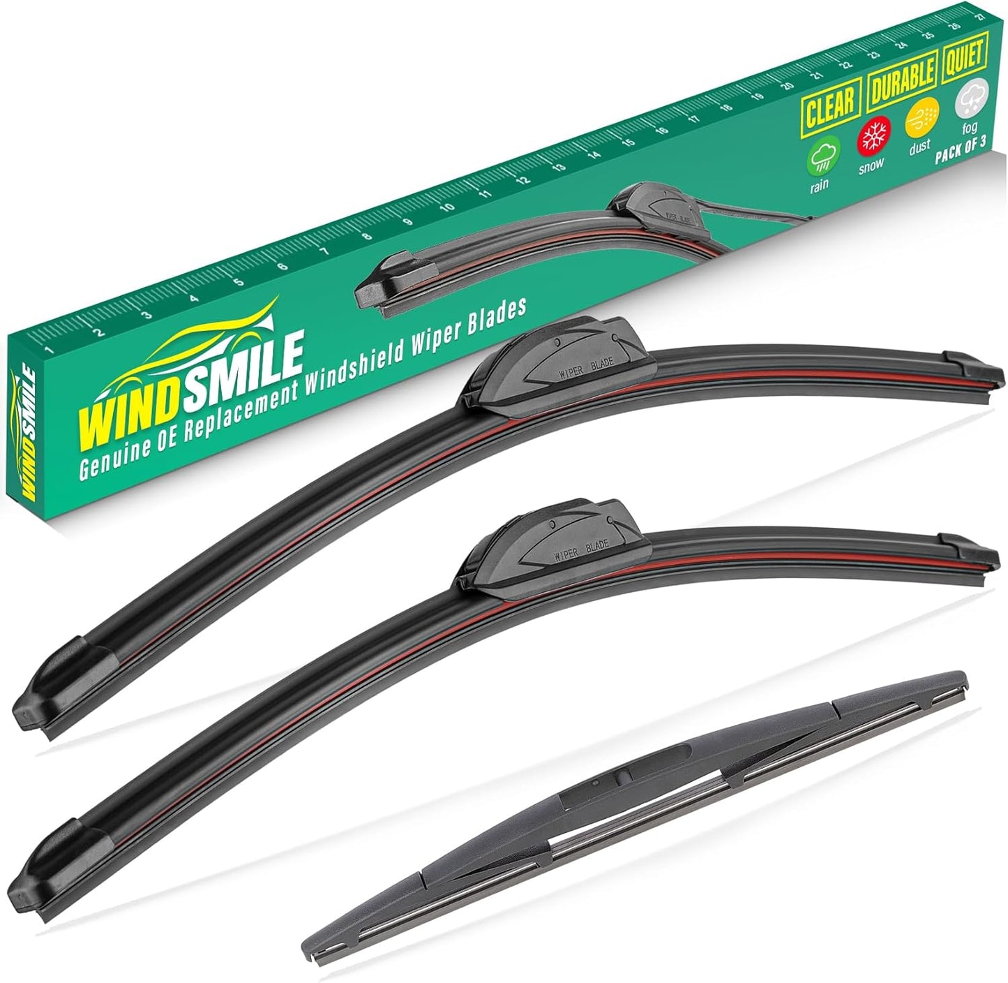 20" 20" 12" Windshield Wiper Blades Replacement for Honda Element 2003-2011 / Nissan Cube 2009-2014 Premium All Weather Front Rear Wipers Set - OEM Quality (Pack of 3)