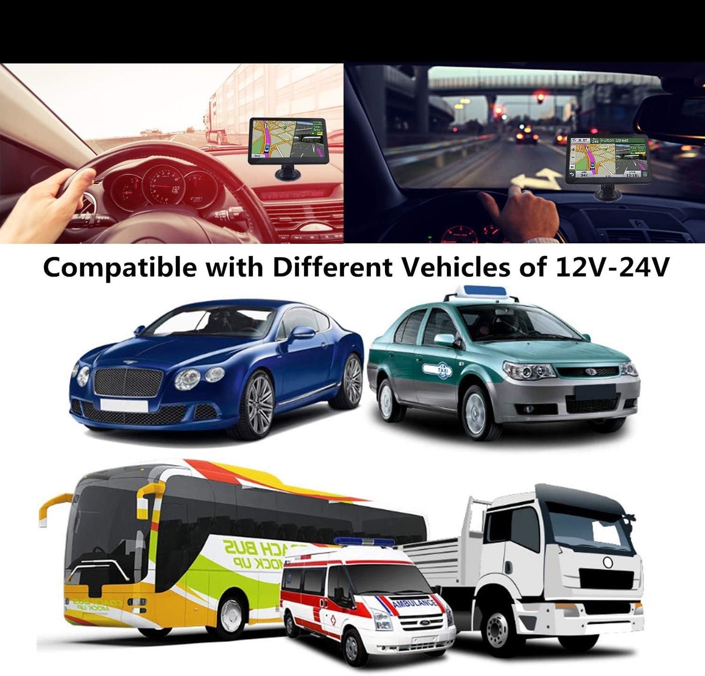 GPS Navigator for Car Truck RV, 9 ” Trucker GPS for Semi Truck 2025 Map， Real Voice Spoken Turn-by-Turn Direction Reminding Navigation System for Cars, Vehicle GPS with Speed and Red Light Warning