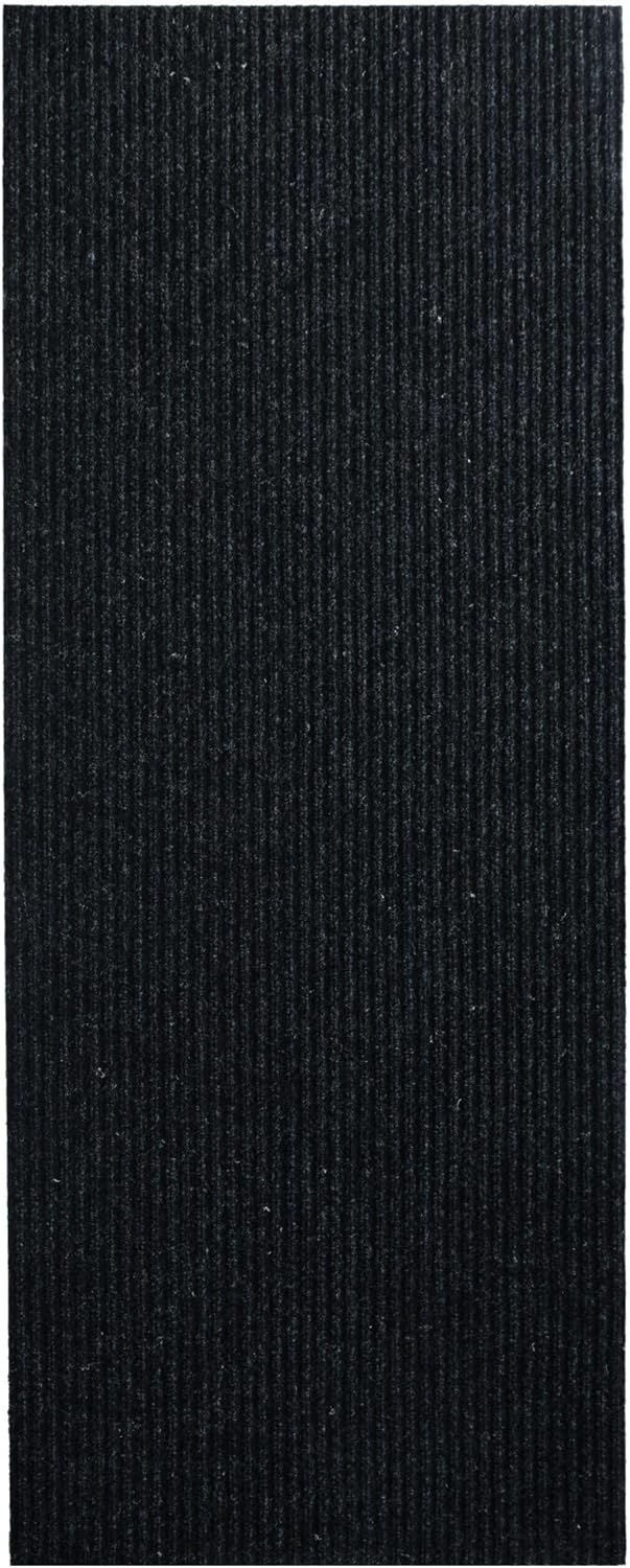 iCustomRug Spartan Weather Warrior Indoor/Outdoor Utility Ribbed Carpet Runner with Non-Slip Thermoplastic Rubber Backing, 3ft X 52ft in Black