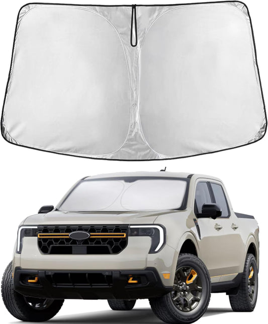 EcoNour Windshield Sunshade Compatible for Ford Maverick 2022-2024 2025-240T Polyester Material Cars Sun Visor Reflector Blocks UV Rays - Foldable Sunshade Interior Protection Accessories