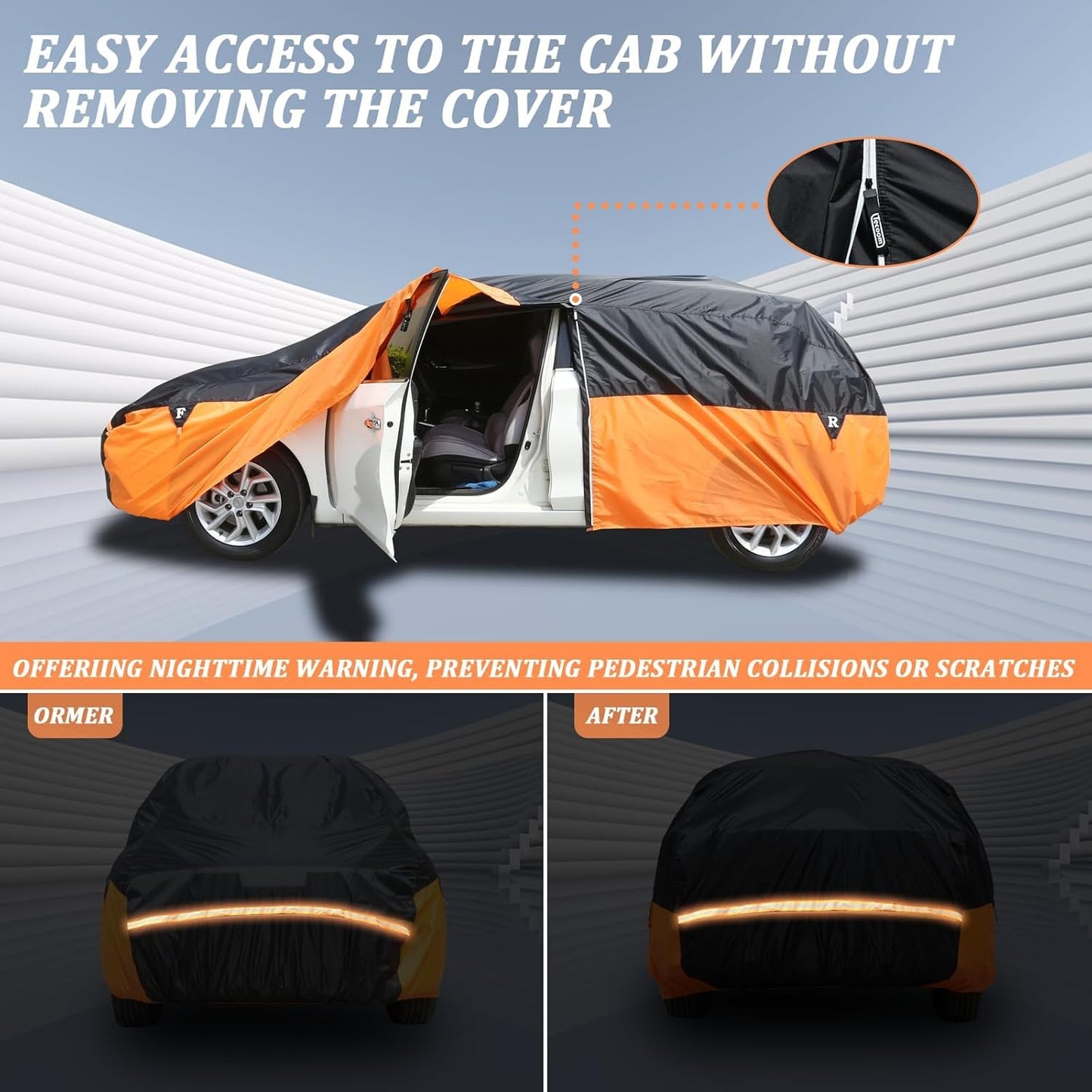 Car Cover Waterproof All Weather for Automobiles, Snowproof UV Protection Windproof Outdoor Full car Cover for All Weather Indoor Outdoor，Universal Fit for Sedan (Length 160-210 inches)