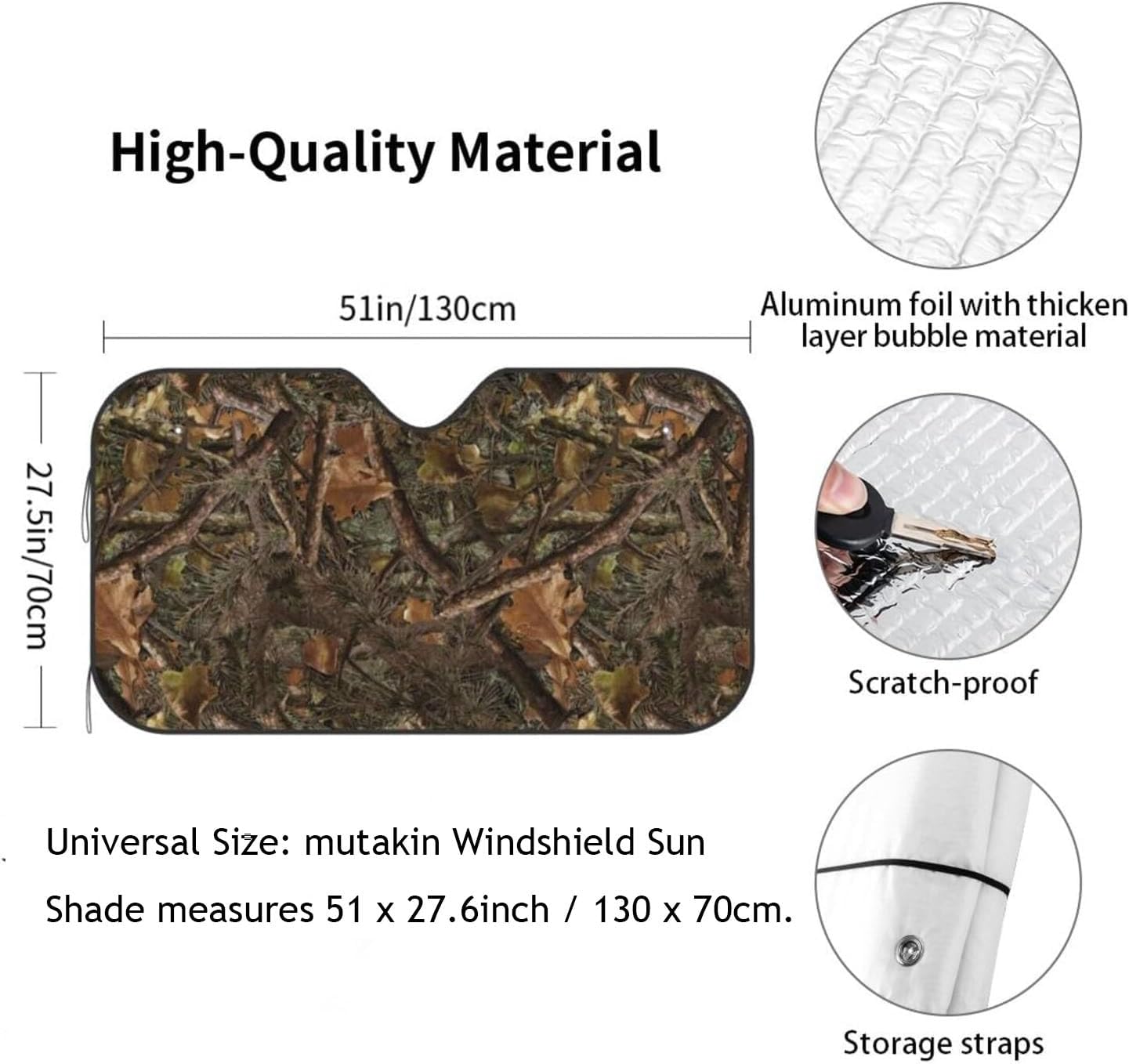 Camouflage Hunting Car Windshield Sunshade Front Window Sun Visor Protector Foldable Shield Cover for Truck SUV