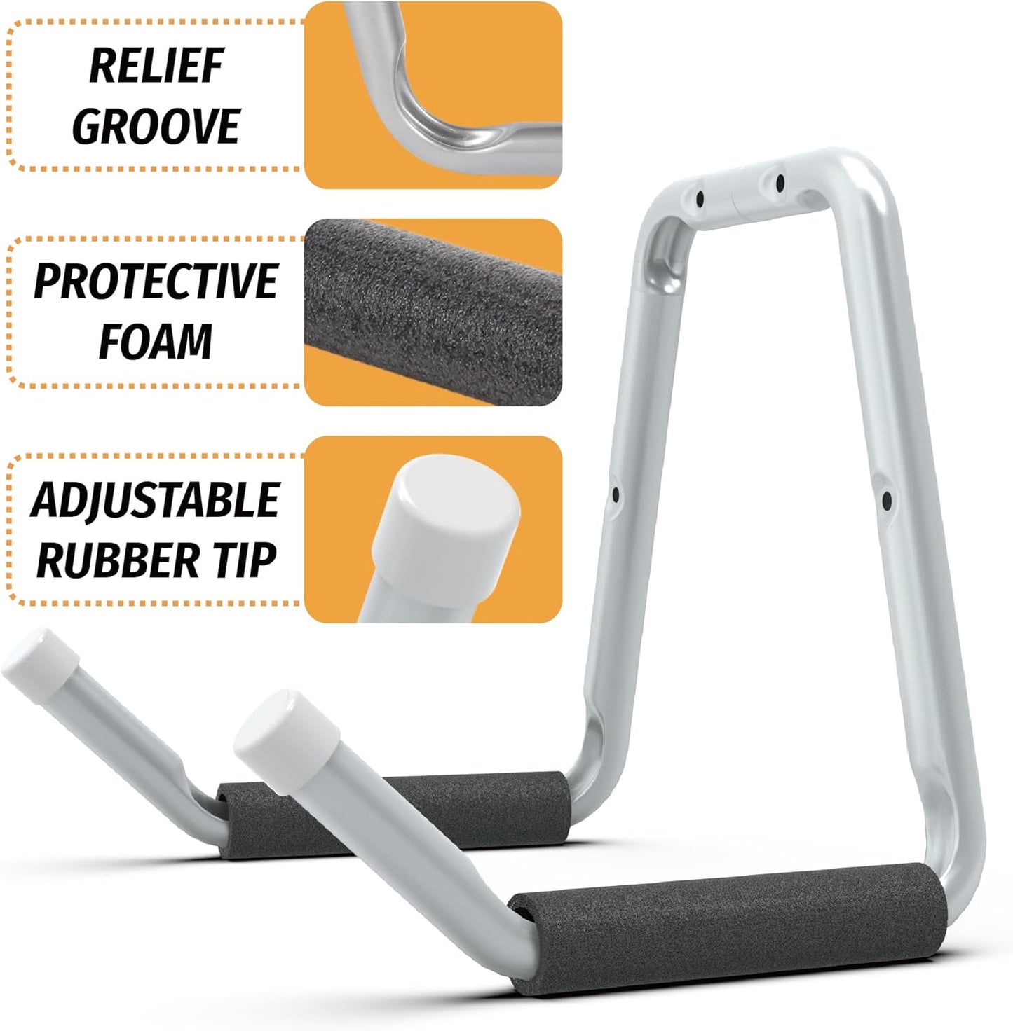 HUHOLE Garage Jumbo Utility Hanger, U Shape Tool Bracket for Garage Wall - 100lbs Load-Bearing, Protective Foam & Cap, Rust-Resistant, Scratch-Proof for Homeowners, DIY Enthusiasts, Contractors