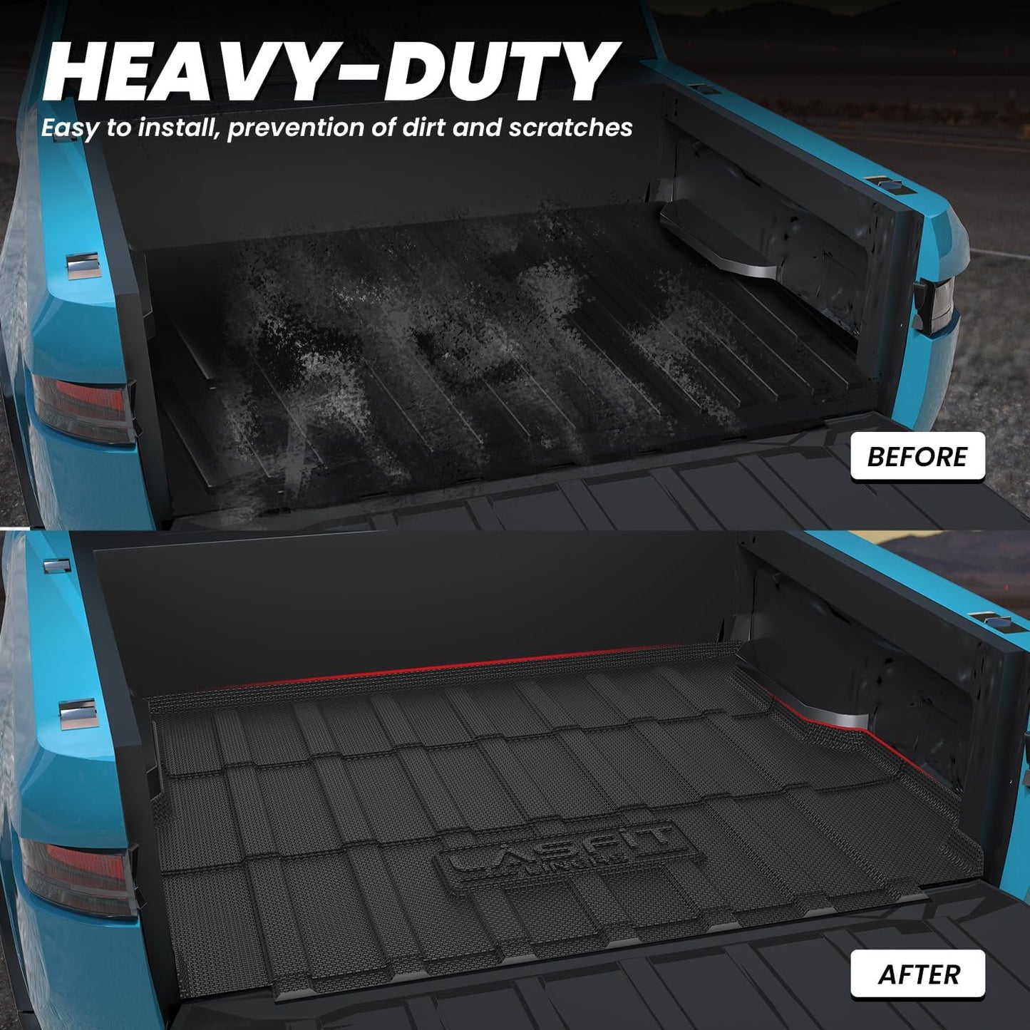 LASFIT Truck Bed Mat Fits for Rivian R1T 2025 2024 2023 2022 Accessories, Vehicle R1T Bed Mat Custom Fit Flush 2025-2022 R1T All Weather TPE R1T Truck Cargo Bed Liner, Black