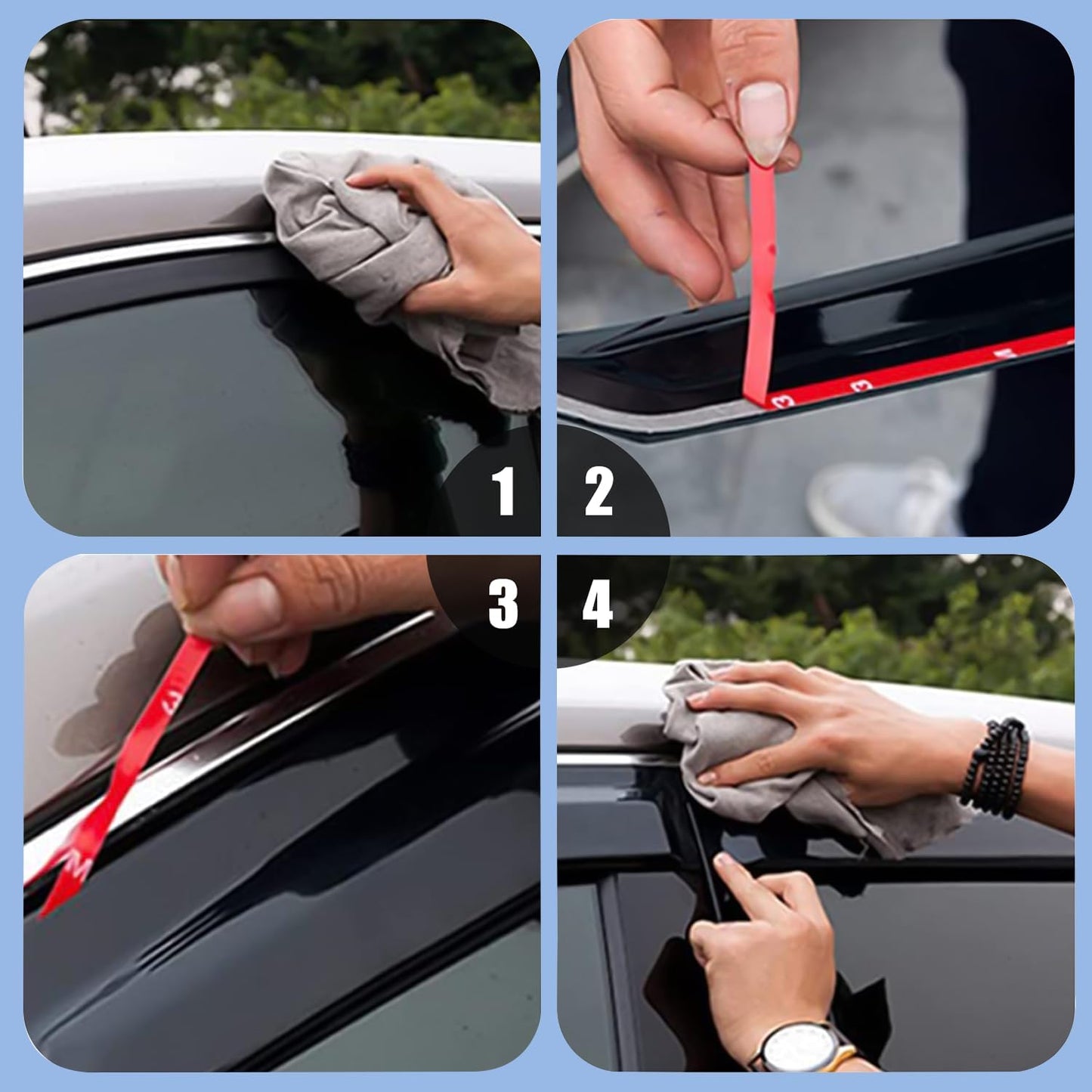 Rain Guards Fit for 2013-2019 Ford Escape, Tape-On Window Visors Shield, Smoke Tinted Vent Guard Deflector, Outside Mount Vent Visors,2013 2014 2015 2016 2017 2018 2019