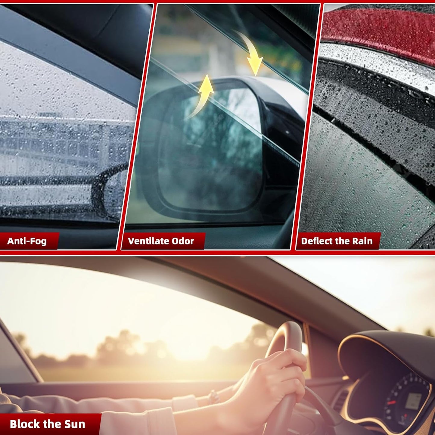 in-Channel Rain Guards Fit for Nissan Altima 2019 2020 2021 2022 2023 2024 2025, Durable Window Visors Wind Deflectors, Smoke Vent Shase Shields-4PCS