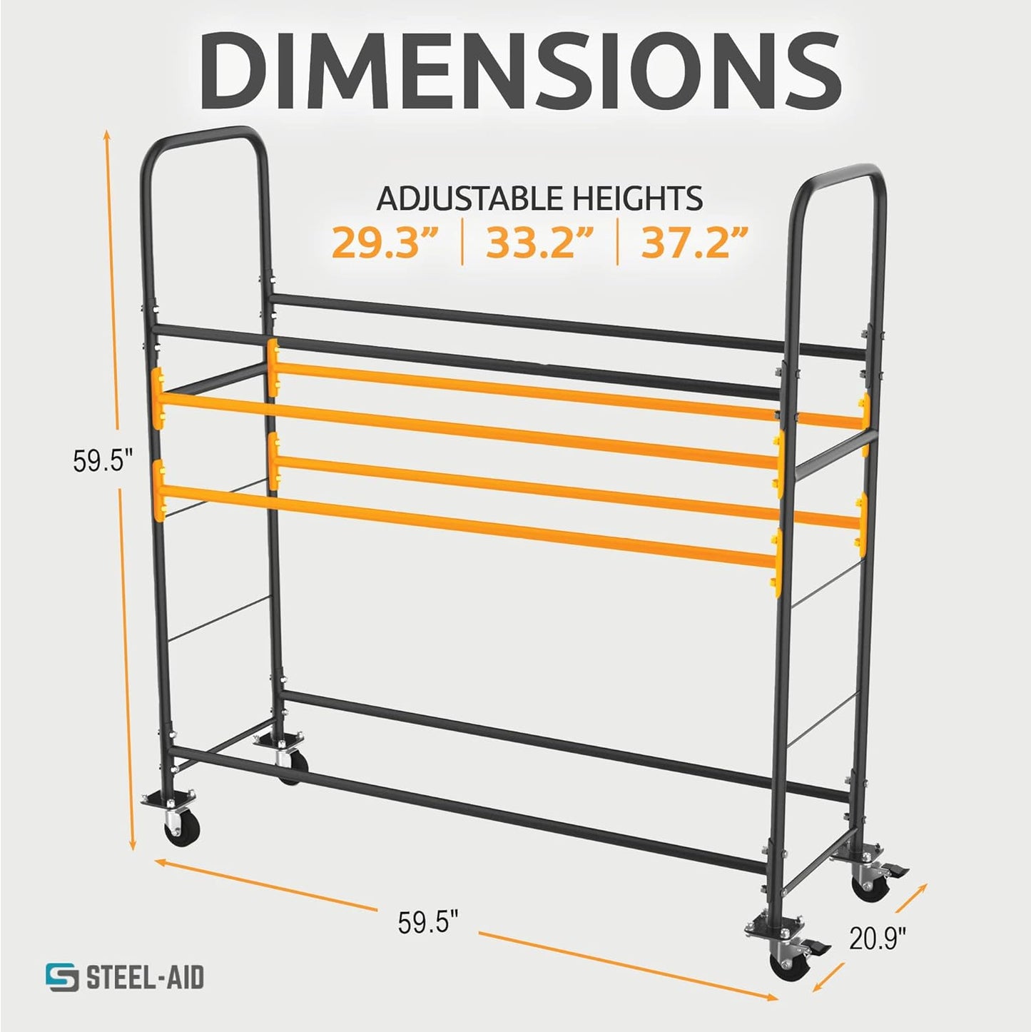 STEELAID Tire Storage Rack - Rolling Rack for Garage - Indoor/Outdoor Shelves 60 inch Organizer