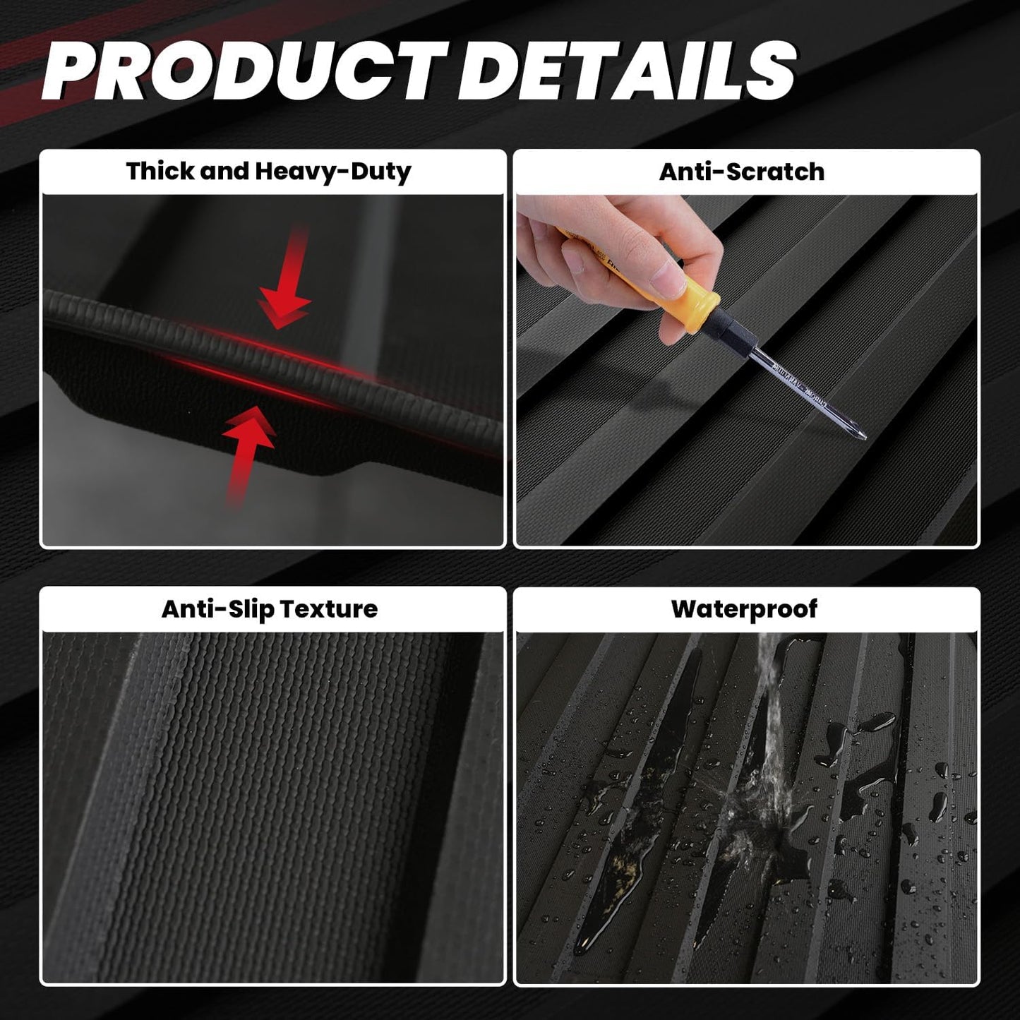 LASFIT Truck Bed Mat for Tesla Cybertruck 2024 2025 2023 6FT Bed Liner Car Accessories, Custom Fit TPE All Weather Pickup Cargo Liner Frunk Rear Sub Trunk Mat Set 3PCS