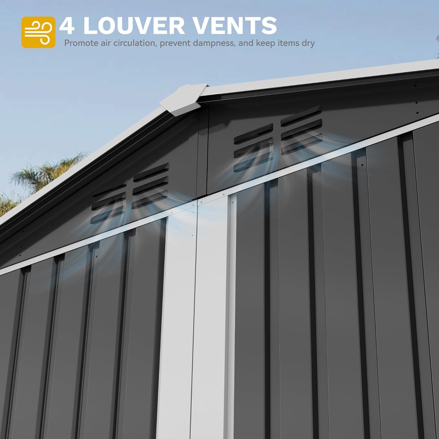 DWVO 6x4ft Metal Outdoor Storage Shed with Window, Lockable Tool Storage Sheds, Steel Garden Sheds with Sloped Roof for Backyard, Patio, Garage, Lawn, Gray + White