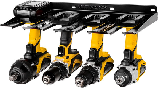 UNITEDPOWER Electric Drill Storage Rack, Holds 4 Drills, Wall Mounted Power Tool Organizer for Battery Powered Hand Tools, Workshop, Shed, Garage, Home (Drill Rack)