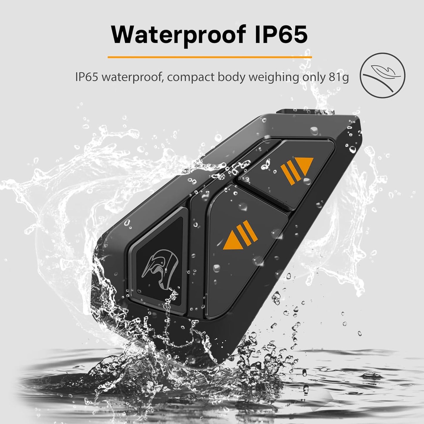 FreedConn FG Motorcycle Helmet Bluetooth Headset, Motorcycle Communication Systems with CVC Noise Cancellation, Stereo Music, 6 Riders 0.75mi/1200m intercom, 19Hrs Intercom, IP65, 1 Pack