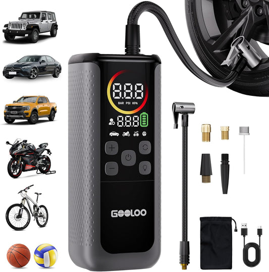 GOOLOO GT160 DUAL Tire Inflator Portable Air Compressor, 4X Faster Dual Cylinder & Upgraded Color LED Screen Portable Air Pump for Car Tires, Auto Shut-off Electric Bike Tire Pump with Pressure Gauge