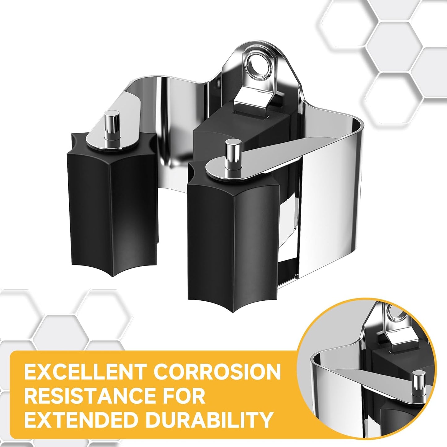 Broom Holder Wall Mount – 6 Pack Broom Rack with Star Shaped Rubber Rollers & Nickel Plated Brackets for Strong Grip and Long Life – Ideal for Garden Tools Organization