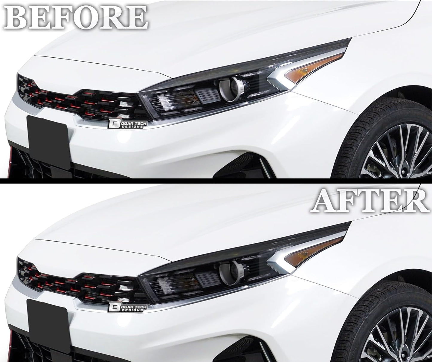 BOGAR TECH DESIGNS Full Headlight Head Light Tint Kit Compatible with Kia Forte 2022-2024, Light Smoke