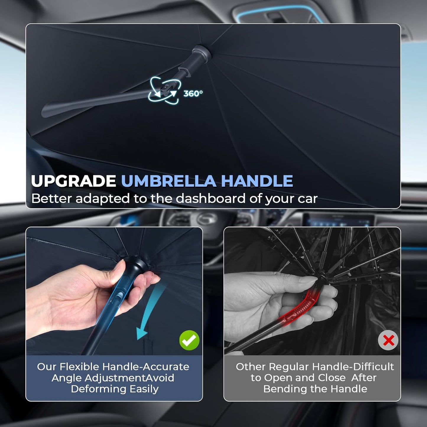 Windshield Sun Shade Umbrella for 2020-2025 Lincoln Corsair Accessories: Custom Fit 210T Silver, Foldable Sunshade Front Window Sun Visor, Blocks UV Rays, Keeps Car Cool for Standard, Reserve