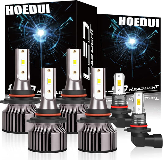 Headlight Bulbs Fit For 2004-2012GMC Canyon 9005 High Beam 9006 Low Beam 9145 Fog Light Bulbs,6500K White Car Light,500% Brightnes Bulb,Plug and Play, IP68, Pack of 6