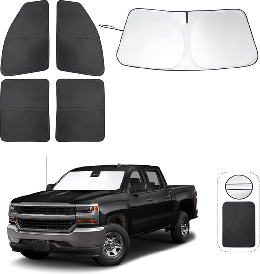 TINGLU Window Shades for Chevrolet/Chevy Silverado 2014-2019 Accessories Full Windows Windshield Sun Shade Sun UV Rays Privacy Protection for Camping 5PCS
