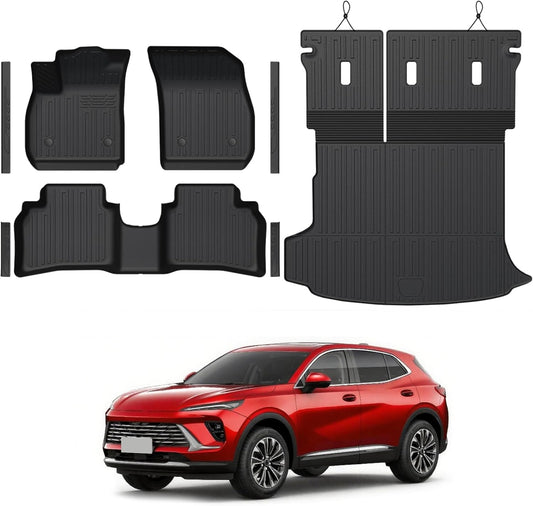 Floor Mats Set for Buick Envision 2021-2025 Accessories, Full Coverage All Weather Floor Mats Cargo Mat with Backrest Protectors & Door Sill Guards