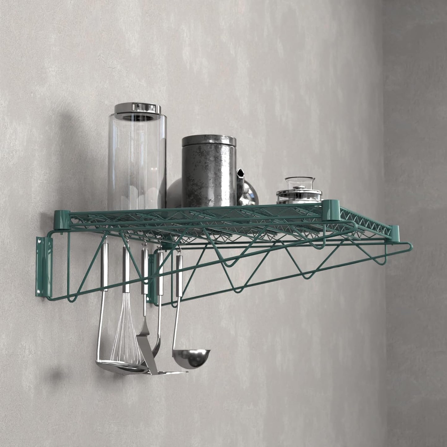 24" x 24" Green Epoxy Wire Wall Mount Shelf
