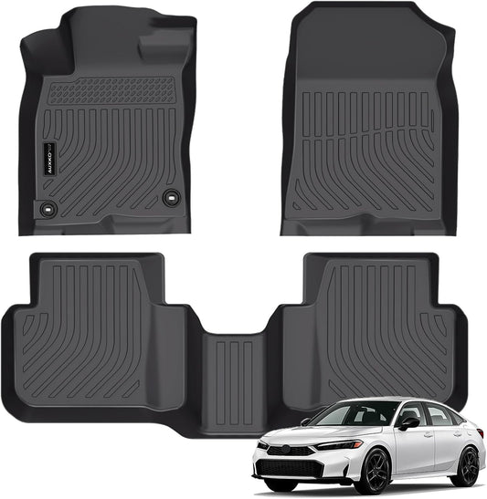Auxko All Weather Floor Mats Fit for Honda Civic Hybrid 2026 2025 TPE Liners Accessories All Season Guard Odorless Anti-Slip Floor Mats for Honda Civic Hybrid 2025 Black