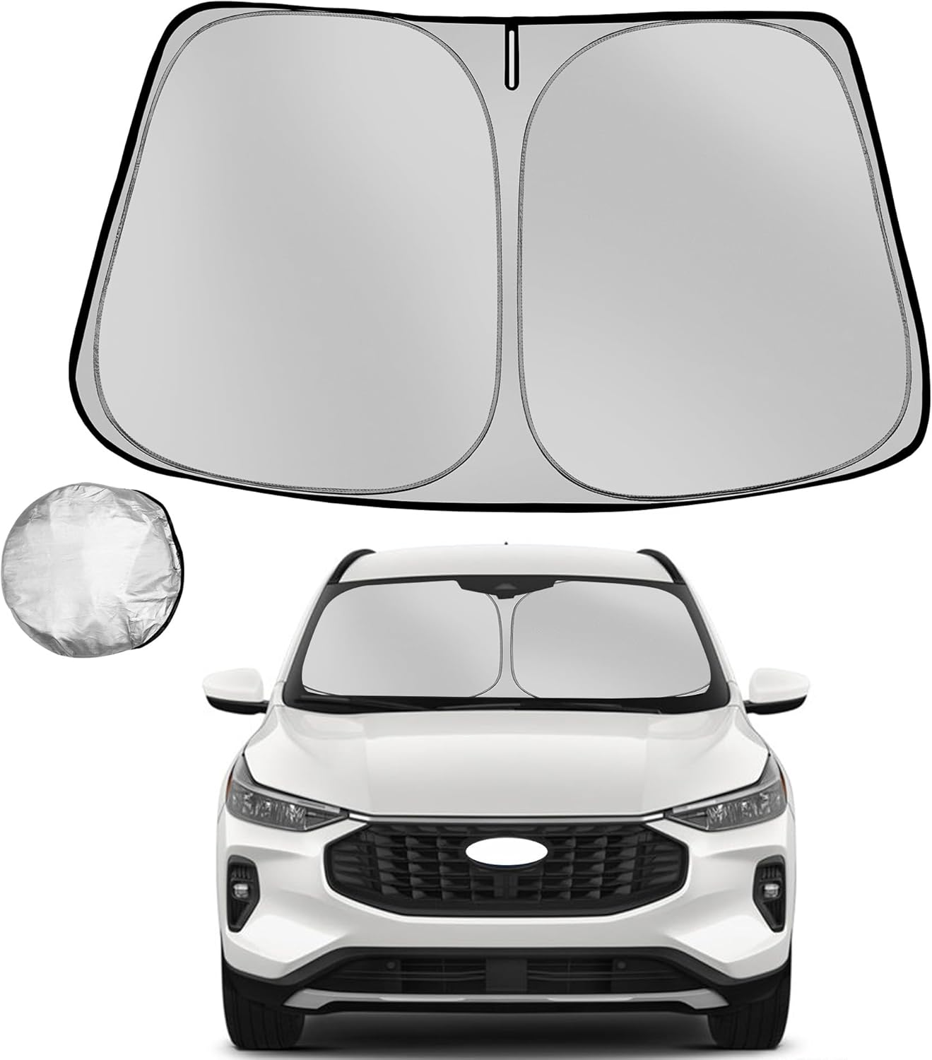 Windshield Sun Shade for 2020-2025 Ford Escape Foldable Sun Sunshade for Car Front Window Blocks UV Rays and Heat Automotive Interior Protector Custom Fit Accessories