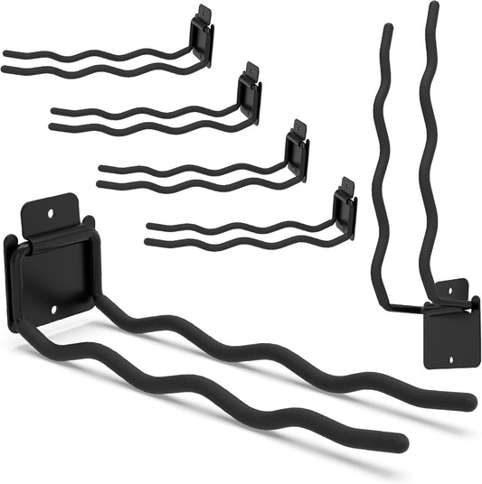 Heavy Duty Garage Hooks - 6 Pack Wave Hooks for Shovels, Chairs Tools - Durable 12" Ladder Hanger, Ideal for Garden, Garage, Yard Tool Organization