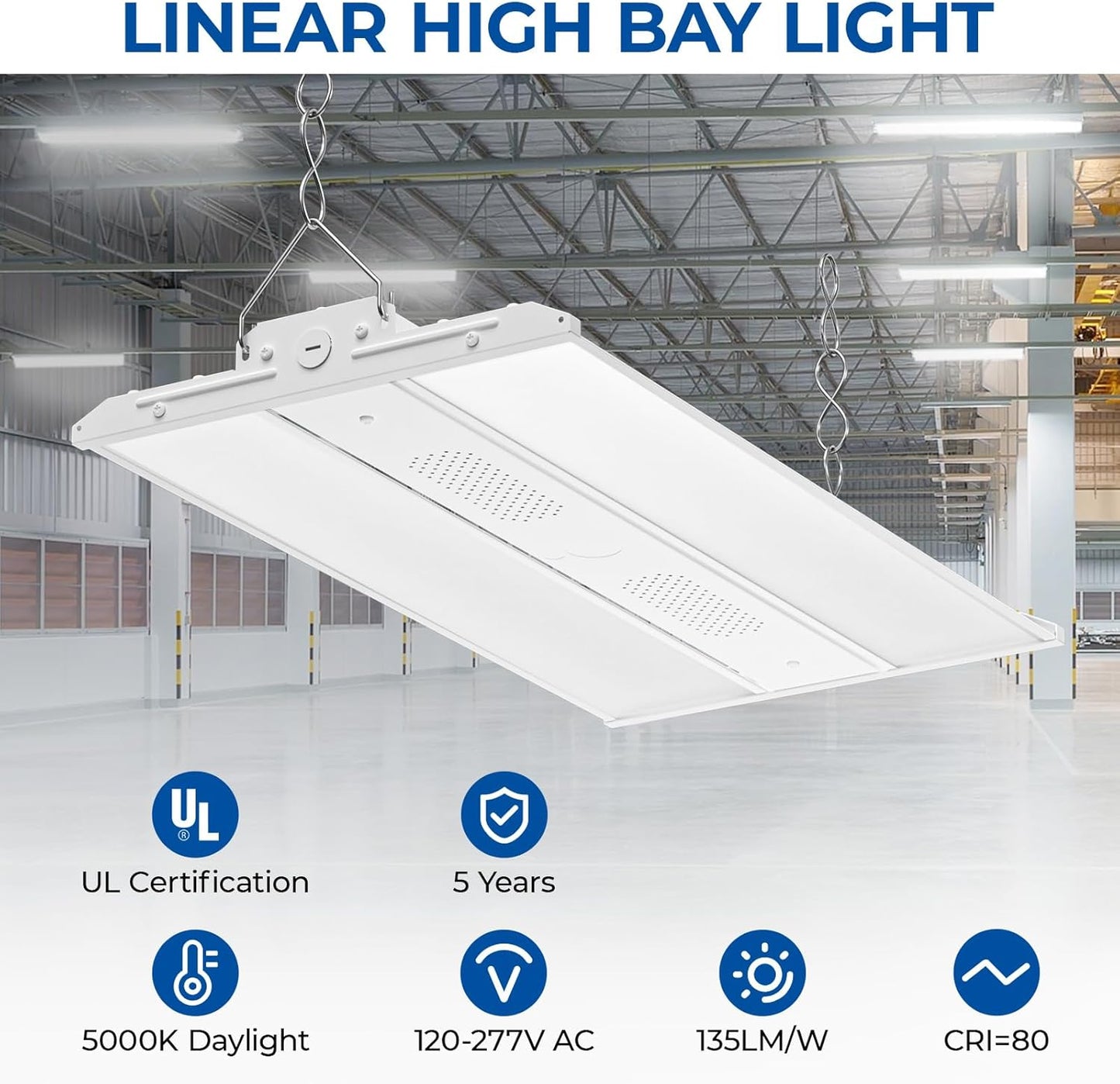 CINOTON 2FT 150W LED Shop Light with 20250LM, 0-10V Dimmable Linear High Bay Lighting with 5000K, 120-277V 135LM/W Commercial Hanging Lights for Garage Office Warehouse Workshop Factory UL Listed