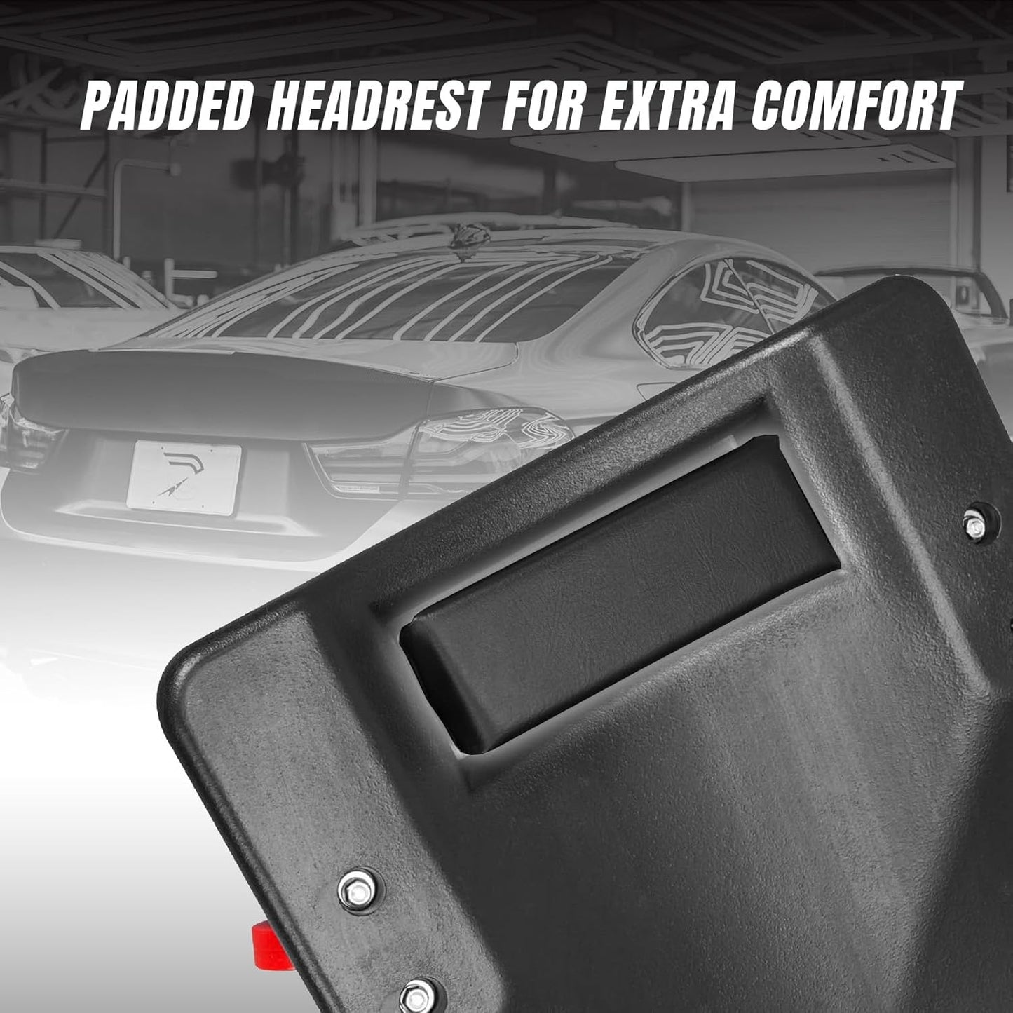 BIG RED Torin 36" Rolling Garage Creeper, Shop Creeper Blow Molded Plastic Mechanic Cart with Padded Headrest with 4 Casters, 350 LBS, Black