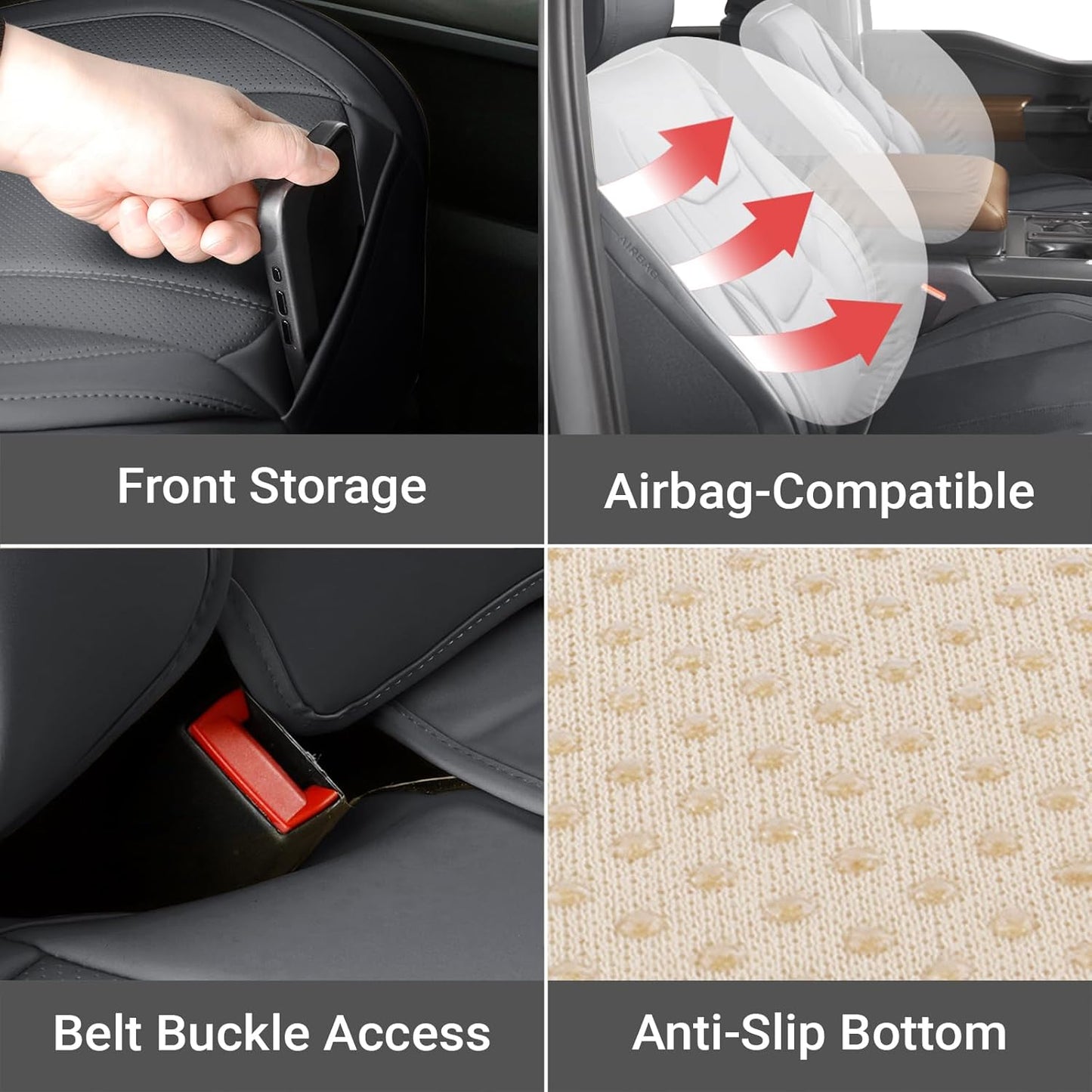 Coverland Custom Car Seat Covers Compatible with RAM 1500 Quad Cab, Ram 2500 Crew Cab - Premium Leather Non-Slip Waterproof Custom Interior Protector Full Set-Dark Gray [See Size Chart-Size X131]