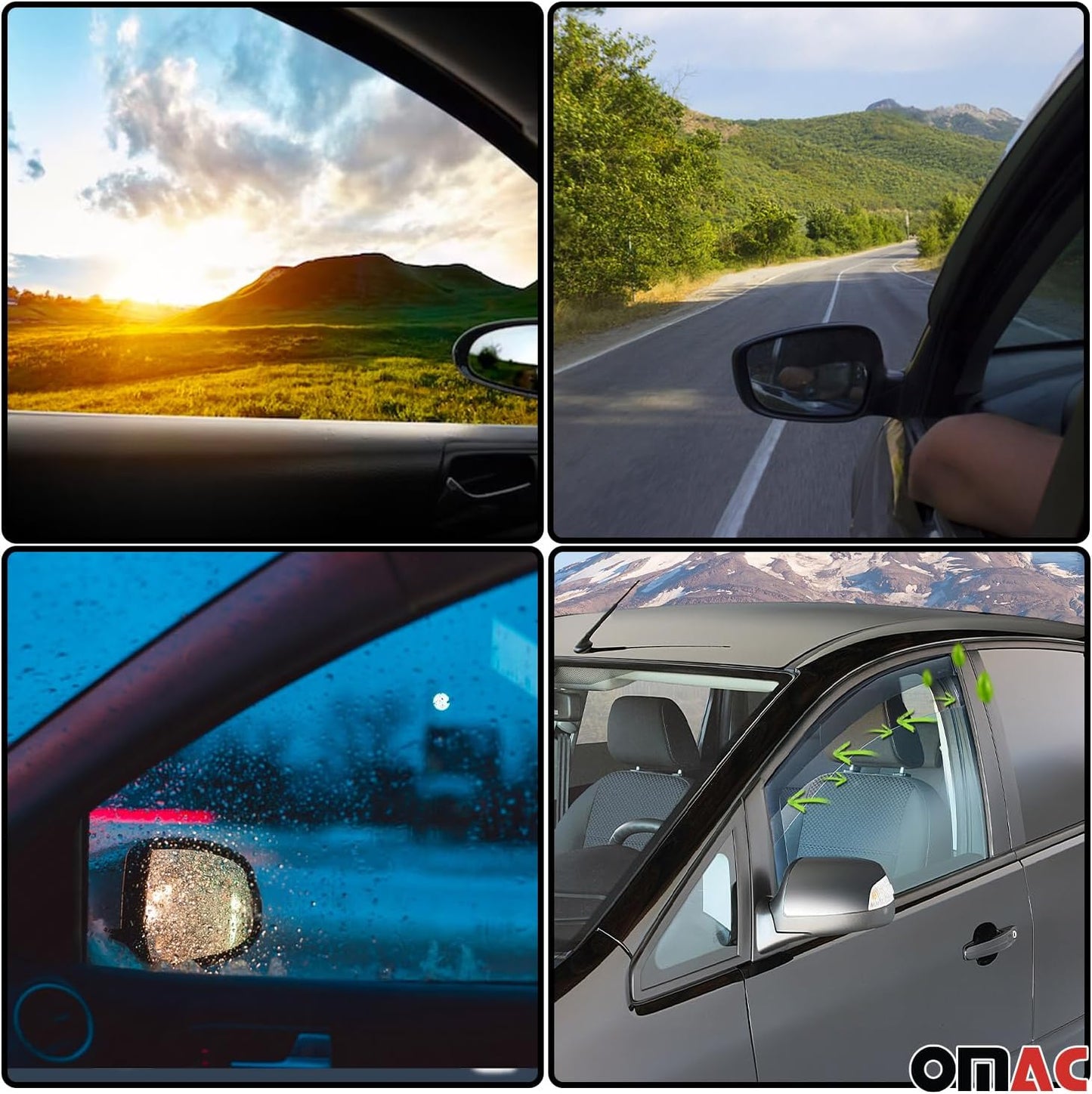 OMAC Window Visor Vent Rain Guard Deflector for Honda Civic 1996-2000 Sedan Smoke 2X