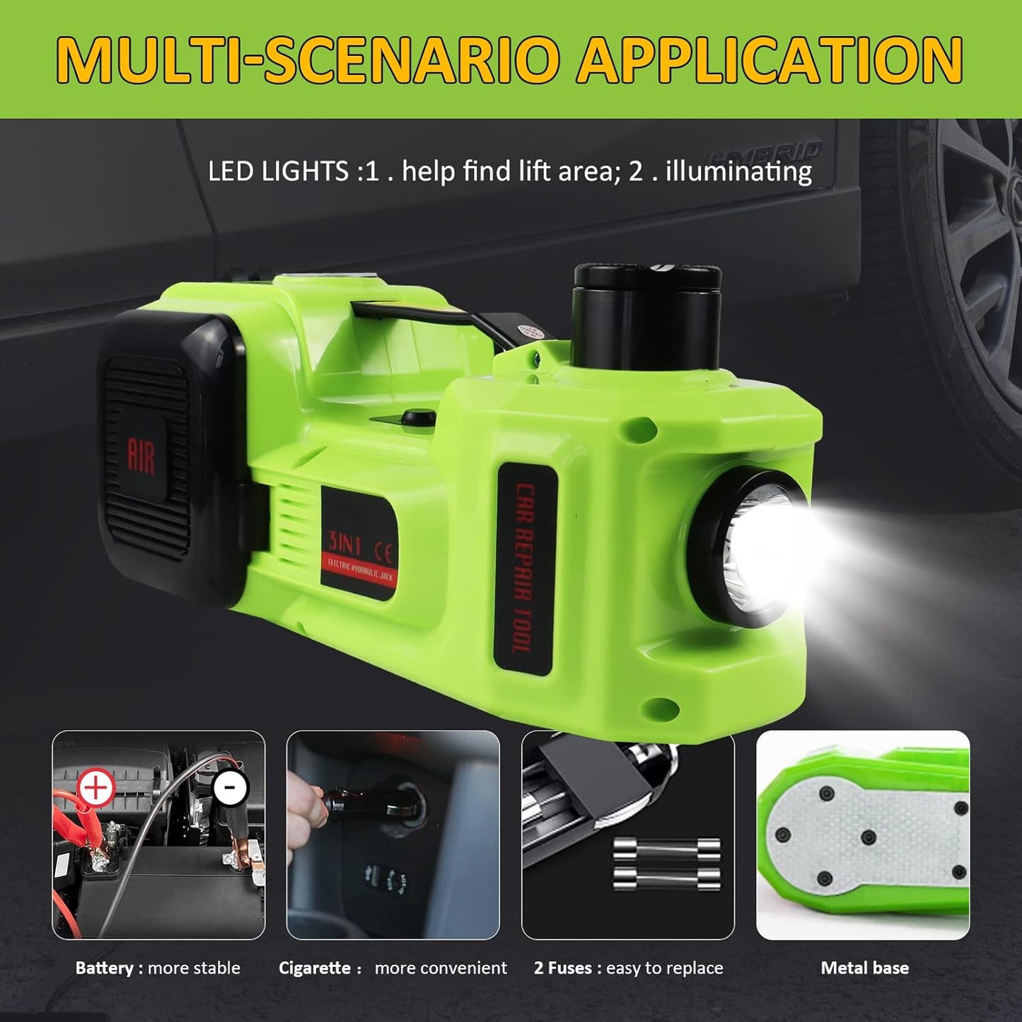 Electric Car Jack Kit 5Ton 12V Car Jack(Lifting Range: 6.1~20.86 inch) with Impact Wrench Tire Inflator for SUV MPV Sedan Truck Change Tires Garage Repair and Emergency Tire Change