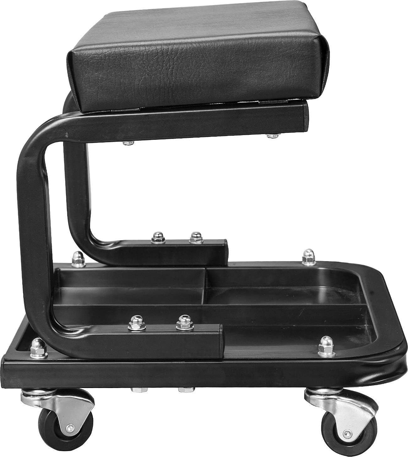 Torin ATR6300B-1 Rolling Creeper Garage/Shop Seat: Padded Mechanic Stool with Tool Tray Storage, Black