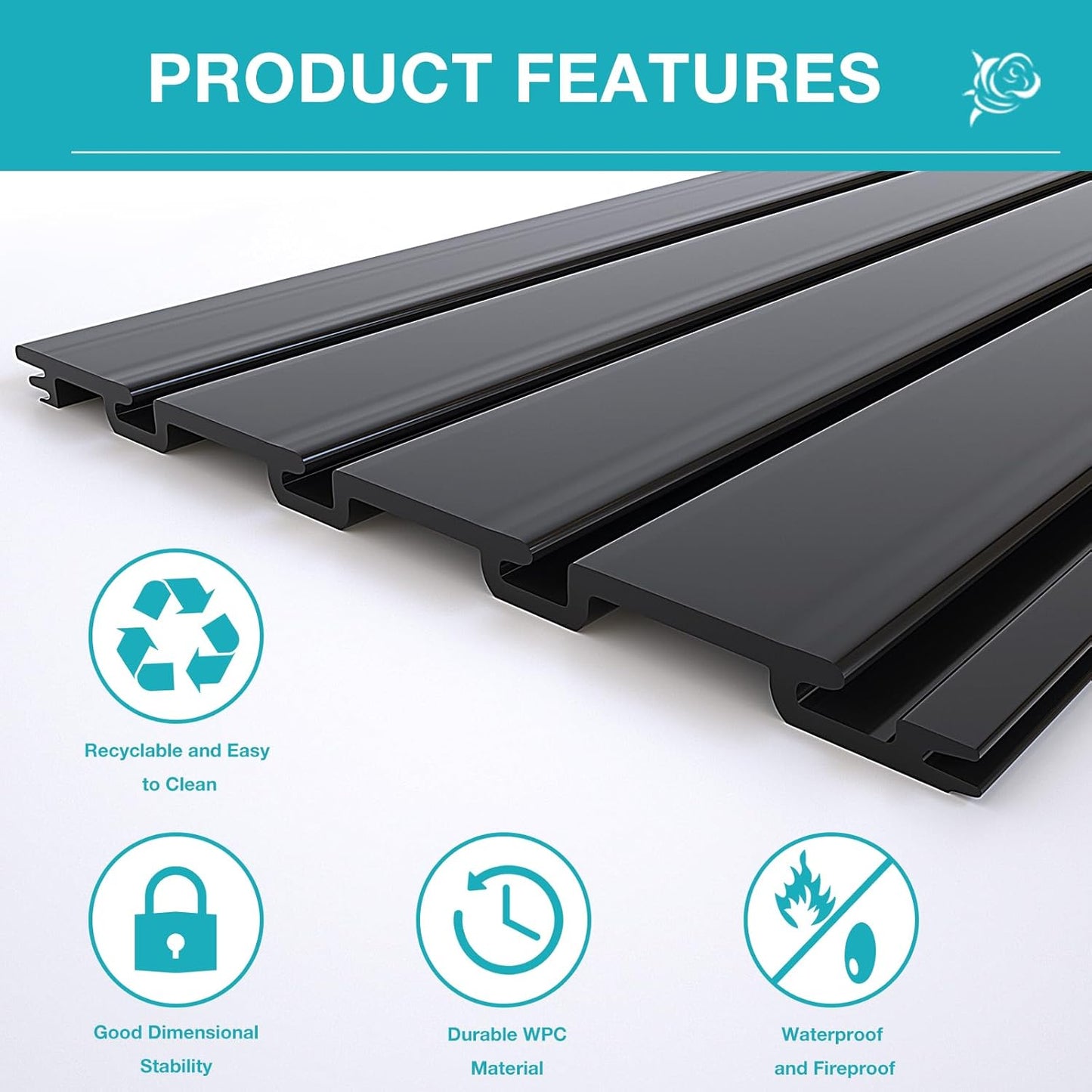 NeatiEase Slatwall Panel Wall Storage Systems, 4 x 4ft Slat Wall Paneling Garage Wall Organizer, Heavy Duty Wall Mounted PVC Wall Rack (Black)