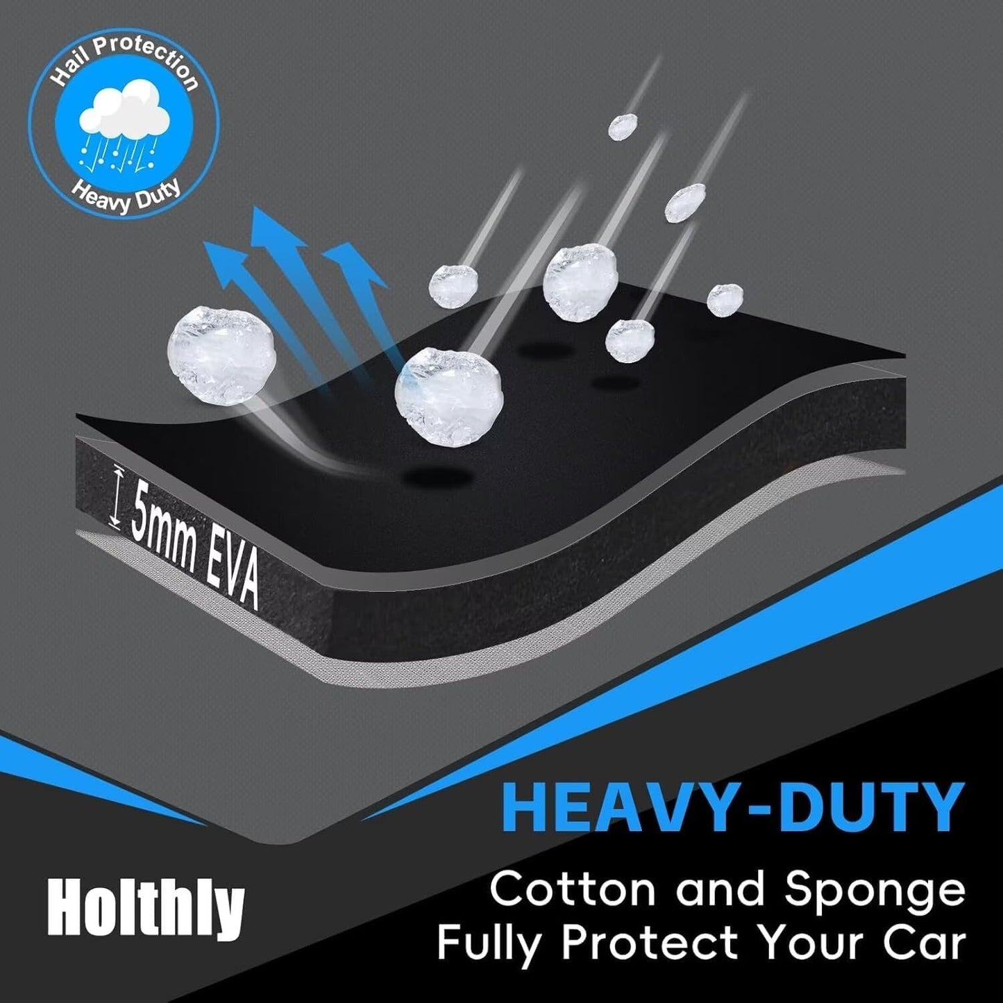 Hail Protector Car Cover, Outdoor Anti Hail Car Covers Thick Multi-Layered EVA, Hail Proof Car Cover Waterproof All Weather, Hail Protection Padded Fit Sedan/Coupe (Length 194 to 208 inch