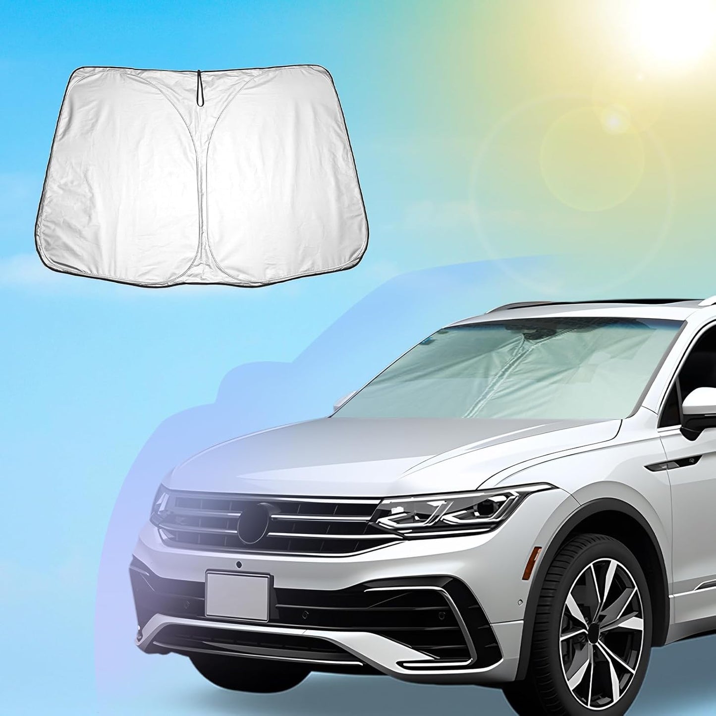 SXCY Foldable Sun Shield for 2018-2024 Volkswagen Tiguan Sunshade - Blocks UV Rays