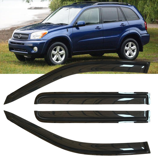 4pcs Outside Mount Style Window Rain Guards Durable Side Wind Deflectors Dark Smoke Nice Window Visors Fit For 2001-2005 TOYOTA RAV4