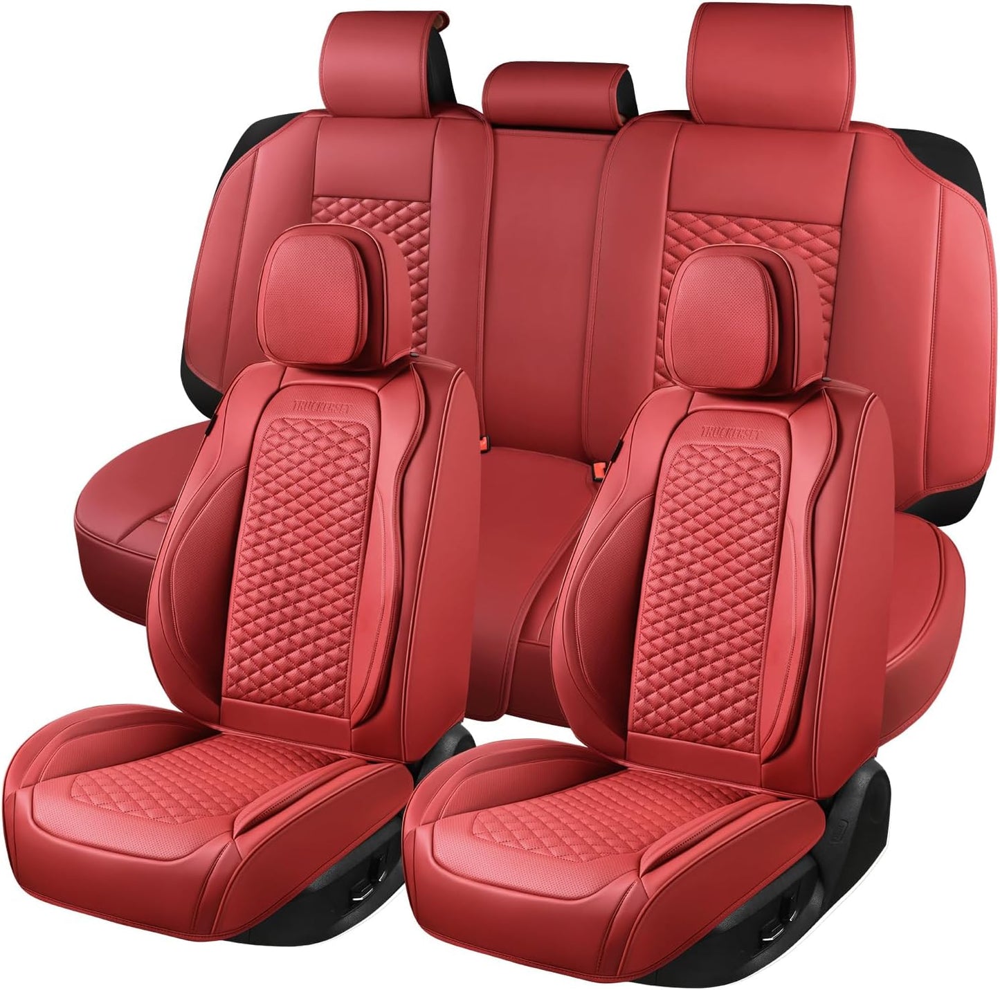Car Seat Covers Full Set Leather Seat Covers Automotive Seat Covers Universal Car Seat Cover for Most Cars Burgundy