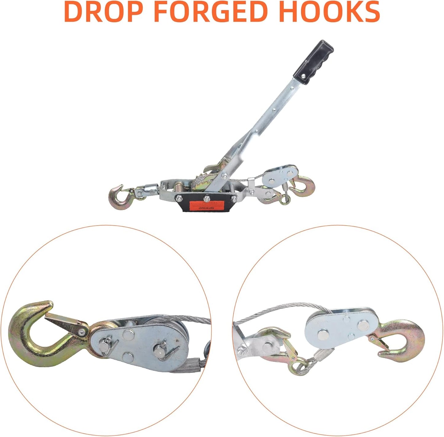 5 Ton Heavy Duty 3 Hook Steel Cable Dual Gear Power Puller Come Along Chain Winch Ratchet Tool, Automotive Hoist Hand Winch Cable Puller Stretcher Lift