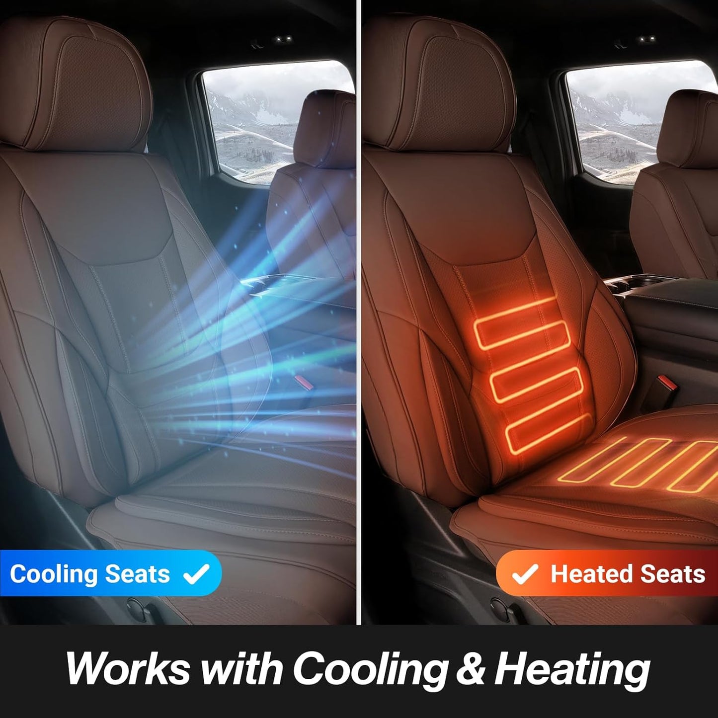 Coverland Custom Car Seat Covers Compatible with 2007-2014 Sierra 2500HD Crew Cab - Premium Leather Non-Slip Memory Foam Waterproof Interior Protector Full Set-Dark Brown [See Size Chart-Size X136]