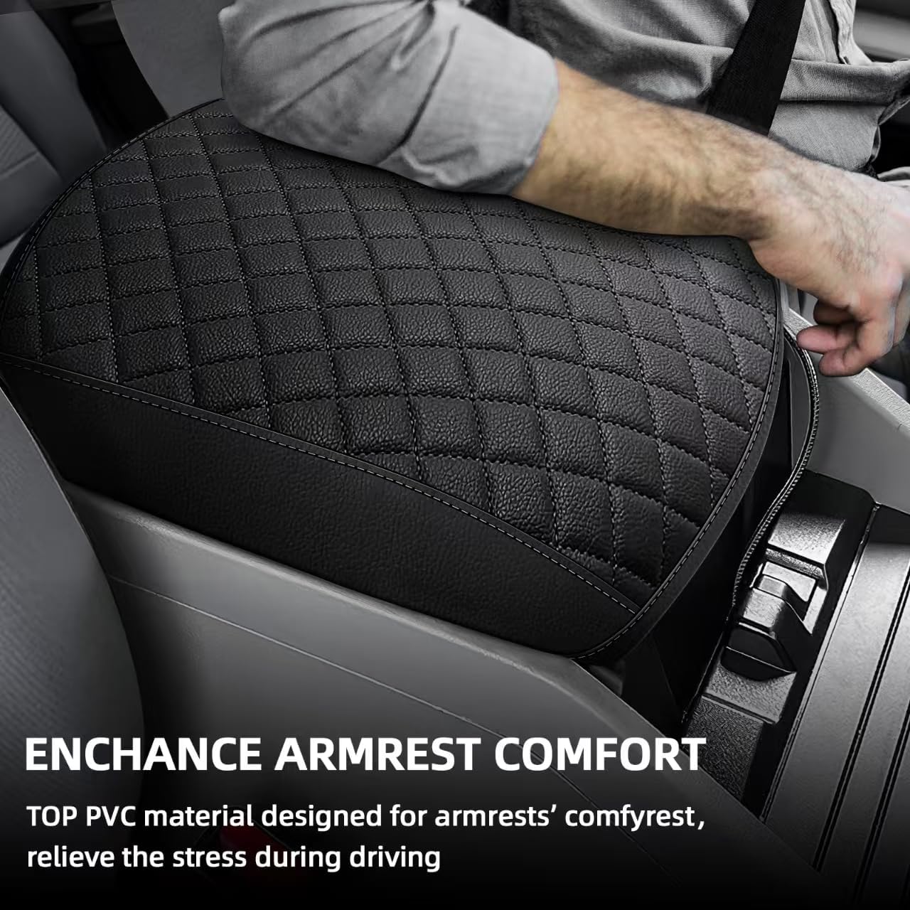 Center Console Cover Fit for 2009-2015 Pilot, Comfortable Armrest Cover Protector Customized Car Accessories, Well-Make PVC Leather Armrest lid Cover for 2009-2015 Pilot （Black）