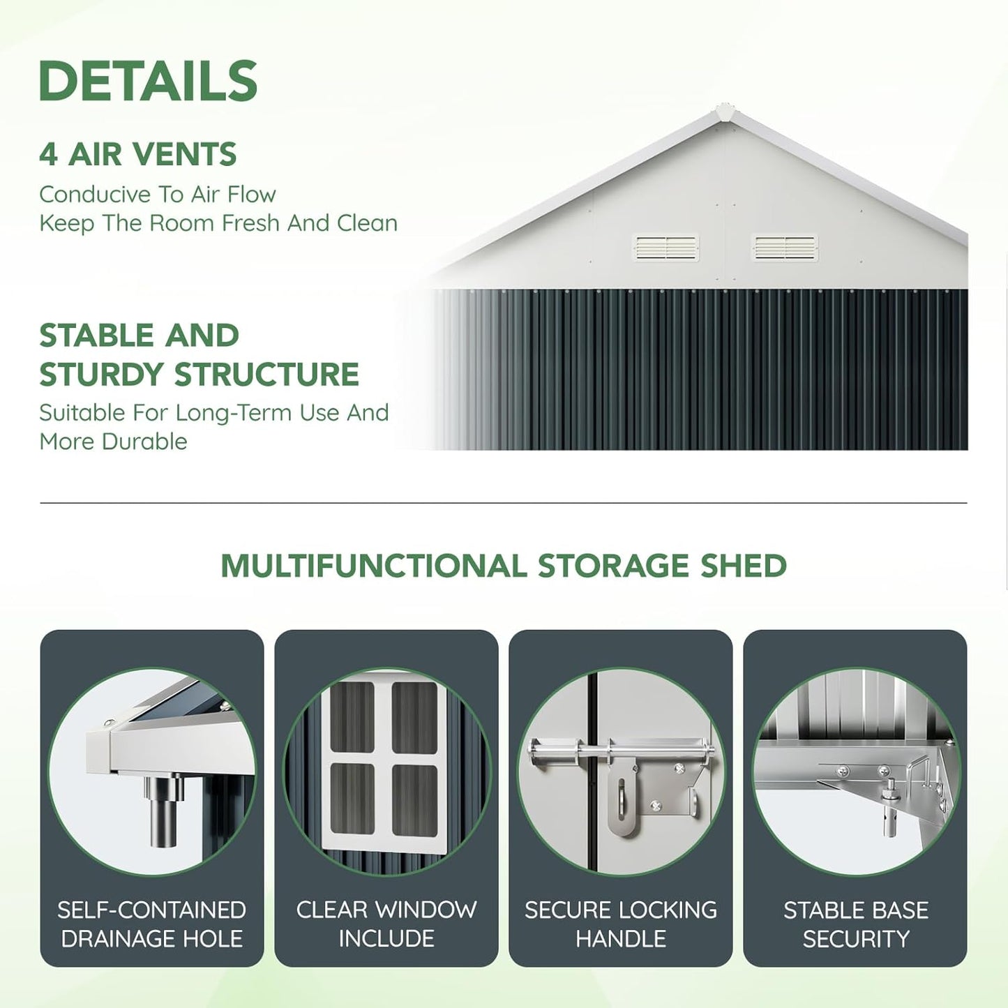 10X8FT Outdoor Steel Storage Shed with Lockable Doors, One Window,Ideal for Garden, Backyard, Patio Storage